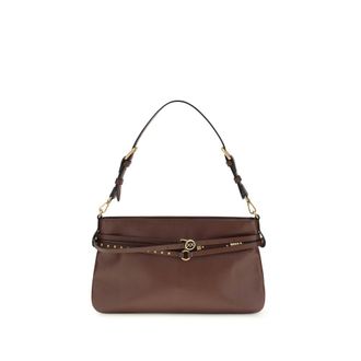 Pinko Brown Calf Leather Bos Taurus Shoulder Womens Bag
