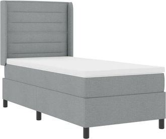 vidaXL Cama Tipo Box Spring Con Colch&oacute;n Gris Claro 90 X 200 Cm Tela Vidaxl