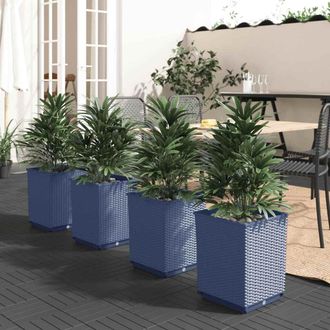 vidaXL Jardineras 4 Uds Polipropileno Azul Gris 30x30x37 Cm Vidaxl