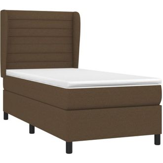 vidaXL Vidaxl - Cama Box Spring Con Colch&oacute;n Tela Marr&oacute;n Oscuro 90x190 Cm