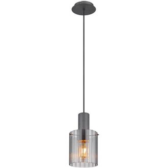 Globo Lighting Tulivar Lámpara de techo colgante delgada con pantalla de cristal ahumado gris oscuro, 1 bombilla E27