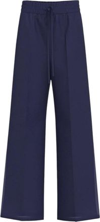 Marella Blauwe Linnen Broek - Dames - Wijde Broeken - Blauw - L - Linnen - Broeken