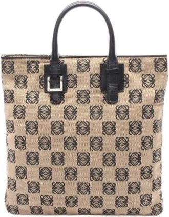 Loewe Pre-owned Tote Bags, female, Beige, Size: ONE SIZE Pre-owned Anagram Tote Bag