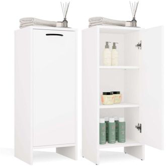 Topeshop NINA - Armadio da bagno con 3 ripiani e 1 anta - Bianco