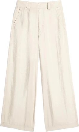 Christophe Lemaire Rechte- Getailleerde Broek - Dames - Wijde Broeken - Beige - 2XL - Leer - Broeken