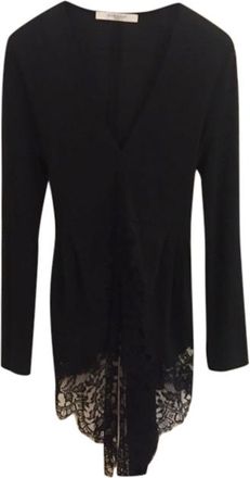 Givenchy Black Lace Trimmed Tie-Back Blouse Size M