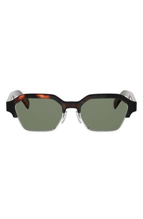 Celine Combi 53mm Geometric Sunglasses in Dark Havana /Green at Nordstrom