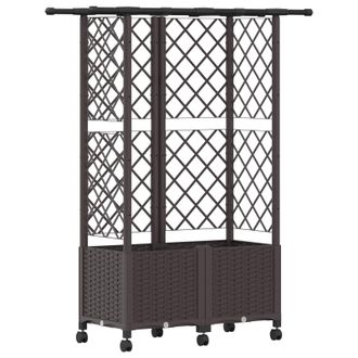 vidaXL Cama Elevada Con Trellis Y Techo Marr&oacute;n 124 X 40 X 142 Cm Pp Vidaxl