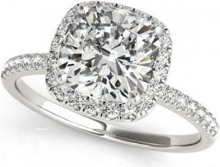 Allurez Cushion Lab Grown Diamond Halo Engagement Ring French Pave Palladium 2.00ct