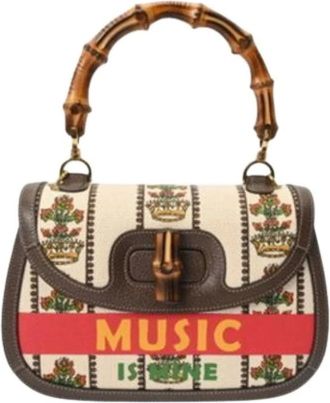 Gucci Pre-owned Handbags, female, Beige, Size: ONE SIZE Pre-owned Canvas Handbag