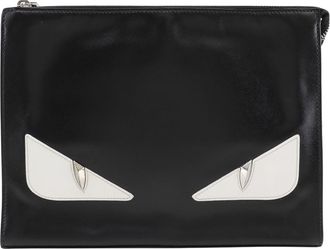 Fendi Monster Black Leather Clutch Bag (Pre-Owned)