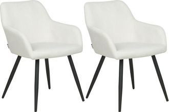 Beliani Beliani - Conjunto De 2 Sillas De Comedor De Estilo Moderno En Color Blanco Crema Fabricadas En Terciopelo Con Patas De Metal Casmalia