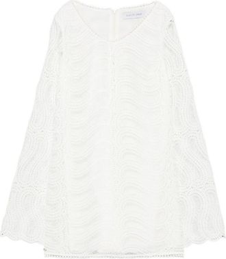 Raquel Diniz Mini dress with crochet embroidery white