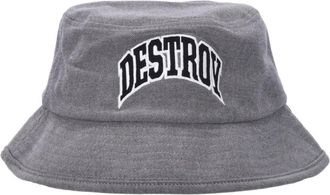 HUF Geborduurde Logo Bucket Hat Grijs - Heren - Hoeden - Grijs - S/M - Wol - Accessoires