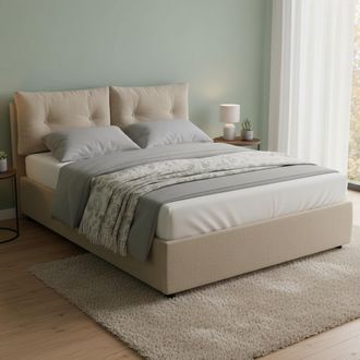 Dmora Dmora - Cama Matrimonial Dmorin, Cama Contenedor Con Tapizado En Ecopiel, 100% Made In Italy, Apertura Frontal, Con Colch&oacute;n 160x190 Cm Incluido, T&oacute;rto