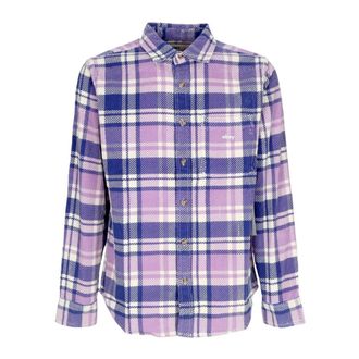 Obey Paars Roze Multi Geruite Fluwelen Overhemd - Heren - Casual Overhemden - Veelkleurig - XL - Katoen - Overhemden