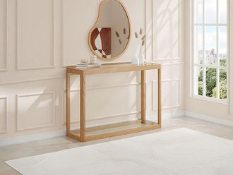 Vente-Unique Consolle in vetro temperato e rovere Trasparente e Naturale - ZUNARIL