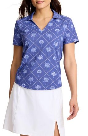Tommy Bahama IslandZone Abby Getaway Frond Johnny Collar Polo in Sanibel Blue at Nordstrom, Size X-Small