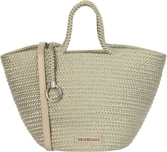Balenciaga Ibiza Small Leather-Trim Basket Tote