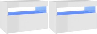 vidaXL Vidaxl - Muebles de tv con luces led 2 uds blanco brillante 60x35x40 cm