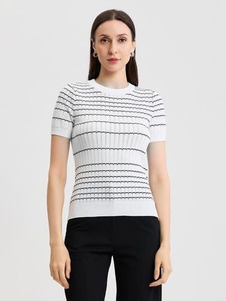 Misook Striped Soft Knit Top in Black/white at Nordstrom, Size Xx-Large