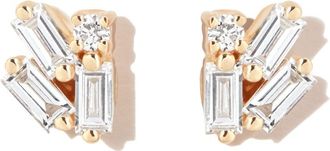 Suzanne Kalan 18kt Yellow Gold Bold Cluster Diamond Stud Earrings - Womens - 18kt Yellow Gold/White Diamond
