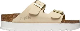 Birkenstock Arizona Platform Narrow Fit - Dames - Sandalen - Beige - 37 EU - Leer - Schoenen