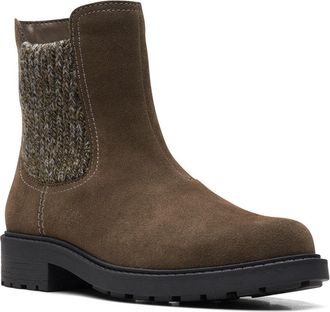 Clarks Opal Sky 26167850 Boots Womens Dark Olive Suede Ankle Chelsea RHS3872