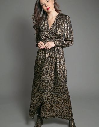 Nooki Design Womens DEVINA LAME DRESS IN LEOPARD PRINT - Multi - Size: 10/8