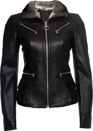 Philipp Plein Philipp Plein Leather jacket with crystal skull