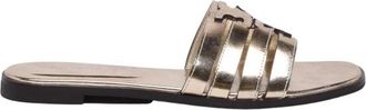 Tory Burch Ines Cage Slide - Dames - Sandalen - Beige - 38 1/2 EU - Leer - Schoenen