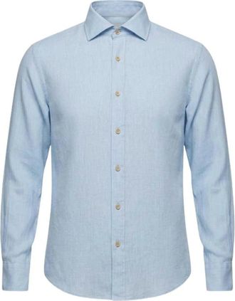 Tintoria Mattei J66 TNP Garment Dyed Linnen Shirt - Heren - Casual Overhemden - Blauw - M - Linnen - Overhemden