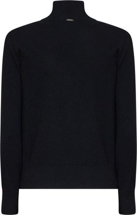 Herno Carded Wool Wrap-Front Sweater - Black