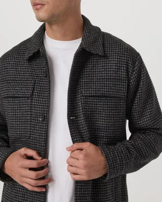Vuori Clothing Ridge Natural Shirt Jacket | Grey Houndstooth | Medium