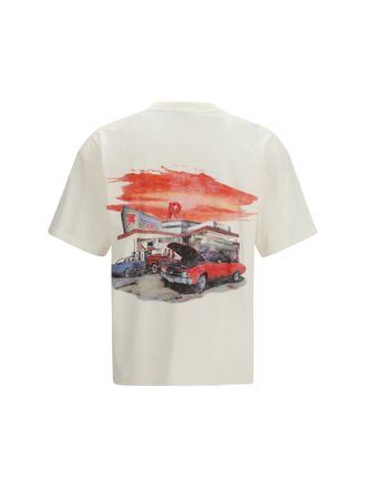 Represent Mens 24 Hour Service Graphic T-Shirt Flat White Cotton T-Shirts And Polos
