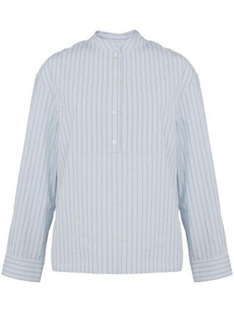 Yves Salomon Gestreepte katoenen popeline blouse - Blauw