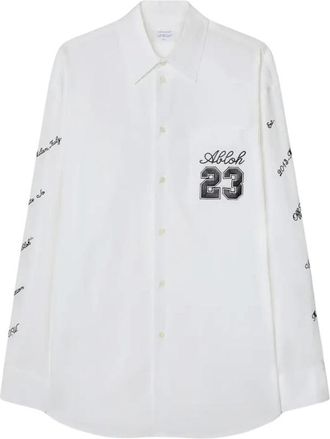Off-white Logo Overshirt Heavy Cotton Overhemd - Heren - Casual Overhemden - Wit - S - Katoen - Overhemden
