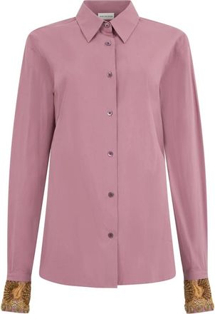 Dries Van Noten Camisa de Popel&iacute;n de Algod&oacute;n Bordada - Blouses & Shirts - Mujer - Rosa - S