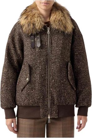 Ermanno Scervino Boucl&eacute; Tweed Bomberjack - Dames - Jassen - Bruin - S - Tweed - Jassen