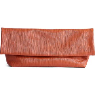 Topshop George Faux Leather Clutch in Orange at Nordstrom