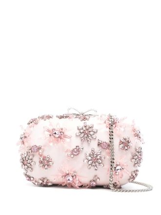 Self Portrait floral-embellished clutch bag - Rosa