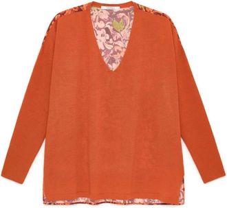 Maliparmi New Merinos Blend Knit - Dames - V-hals truien - Oranje - M - Wol - Truien & Vesten