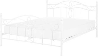 Beliani Beliani - Vintage Metal eu Double Size Bed Frame 4ft6 Bedroom White Antlia