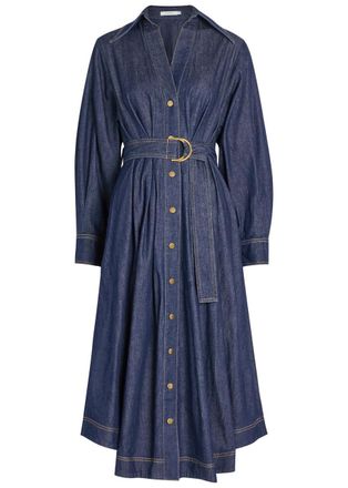 Zimmermann Belted Denim Midi Shirt Dress - Navy - 00 (UK 6 / XS)