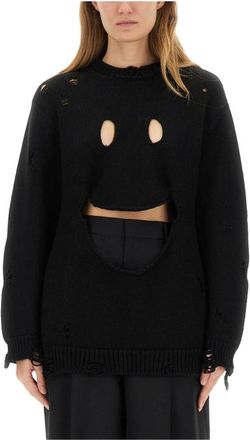 Moschino J09225405 0555 Gebreide Trui - Dames - Ronde hals truien - Zwart - XS - Wol - Truien & Vesten