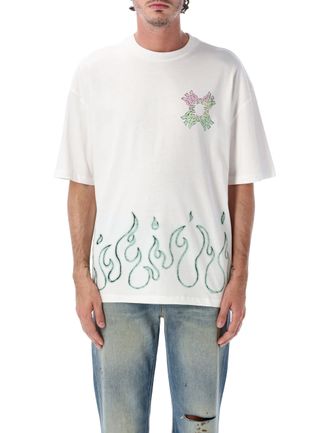 Amiri MA Quad Flames Hand-Drawn Graphic Cotton Oversized T-Shirt