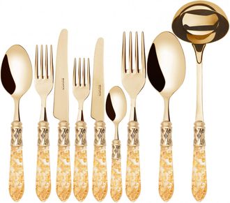 Bugatti Aladdin Gold, Posate Set 75 Pz, Scatola Gallery, Casa Bugatti - Colore: Oro