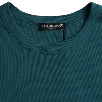 Dolce & Gabbana Blue Green Cotton Round Neck Short Sleeves Mens T-shirt