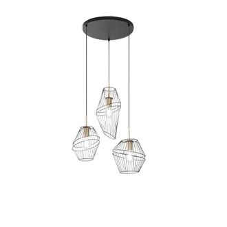 Luce-Ambiente-Design L&aacute;mpara de techo en metal negro y dorado con tres luces