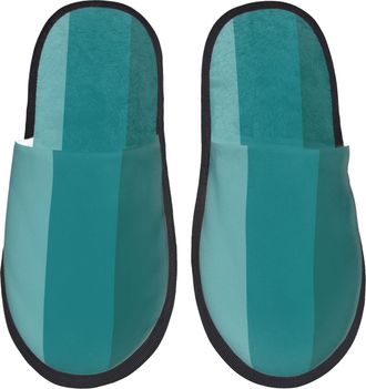 Generic Fluffy Slippers Teal Color Portable Fleece Slippers Non-Slip Anti-Slide Slipper For Hotel Home Winter L